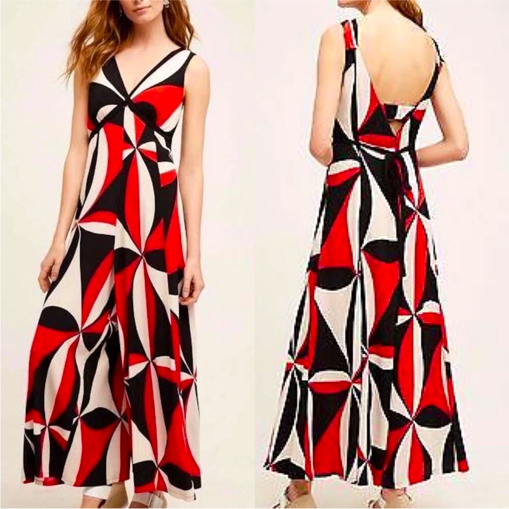 Anthropologie HD in Paris Tallulah Red Black White Jumpsuit size 0